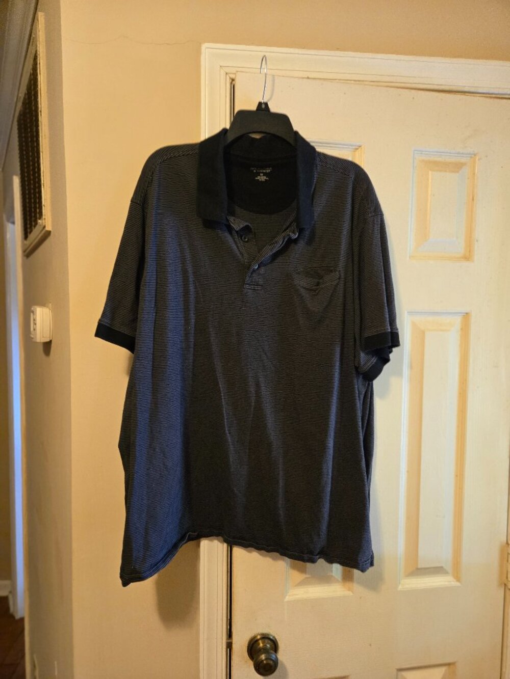 Roundtree & York 3X men's gray/black stripe polo